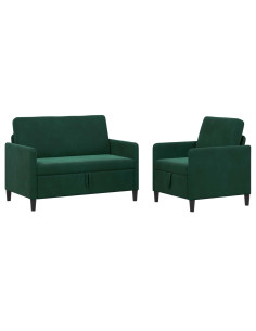 Set di Divani con Storage 2 pz Verde Scuro Poliestere 2