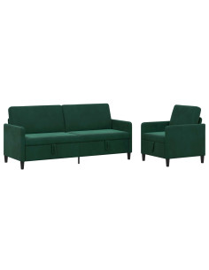 Set di Divani con Storage 2 pz Verde Scuro Poliestere 2
