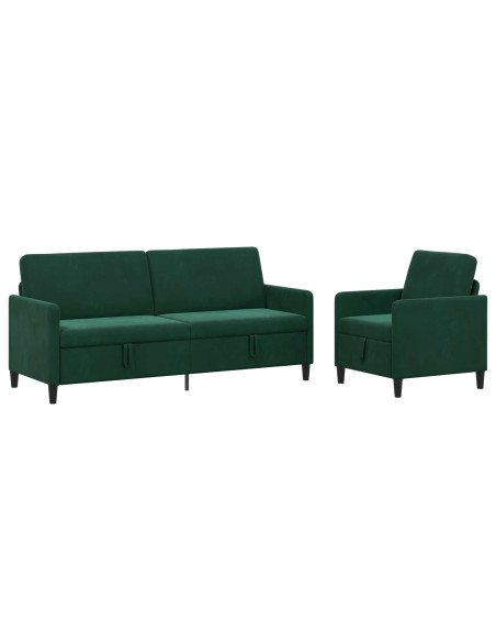 Set di Divani con Storage 2 pz Verde Scuro Poliestere