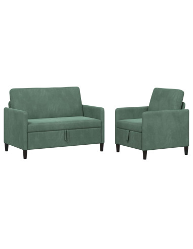 Set di Divani con Storage 2 pz Verde Mare Poliestere