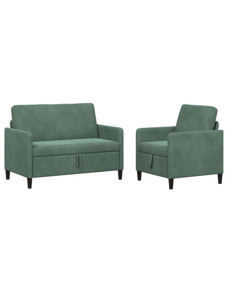Set di Divani con Storage 2 pz Verde Mare Poliestere
