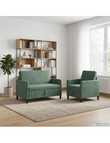Set di Divani con Storage 2 pz Verde Mare Poliestere