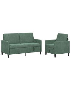 Set di Divani con Storage 2 pz Verde Mare Poliestere 2