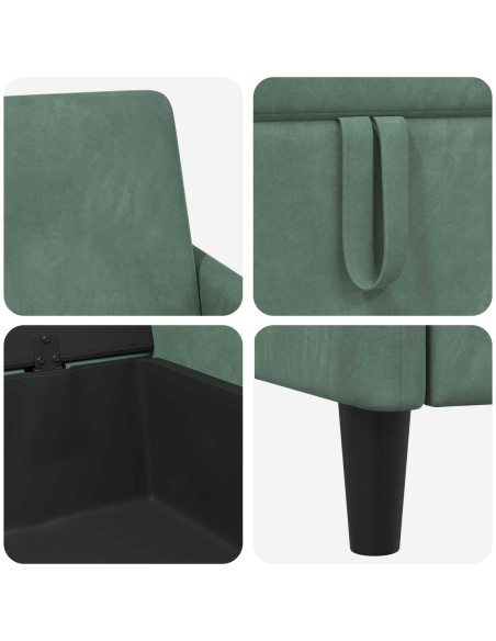 Set di Divani con Storage 2 pz Verde Mare Poliestere