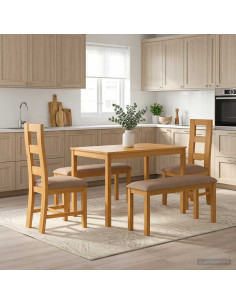 Set da pranzo 5 pz Grigio Legno di Quercia Massello