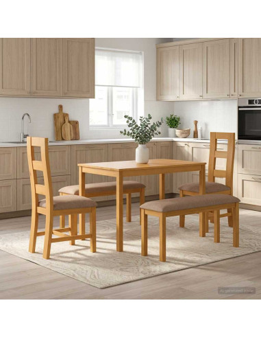 Set da pranzo 5 pz Grigio Legno di Quercia Massello