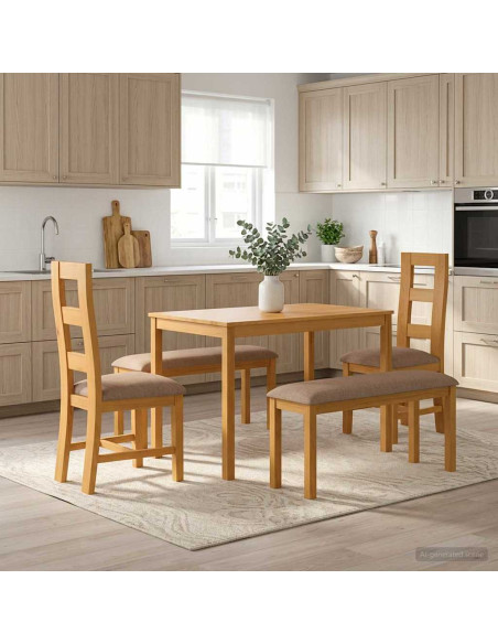 Set da pranzo 5 pz Grigio Legno di Quercia Massello