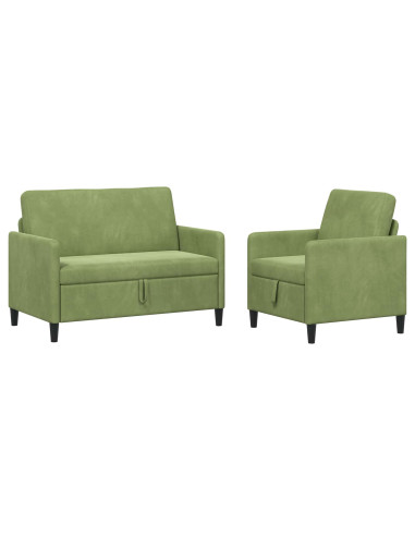 Set di Divani con Storage 2 pz Verde chiaro Poliestere