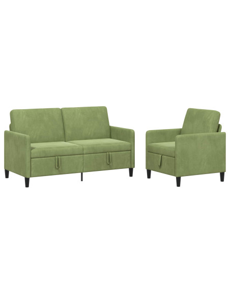 Set di Divani con Storage 2 pz Verde chiaro Poliestere