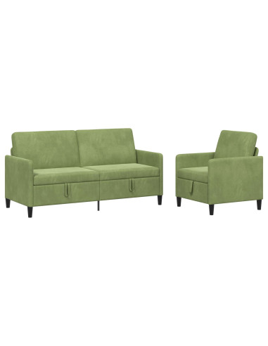 Set di Divani con Storage 2 pz Verde chiaro Poliestere