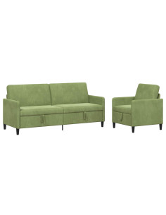 Set di Divani con Storage 2 pz Verde chiaro Poliestere 2