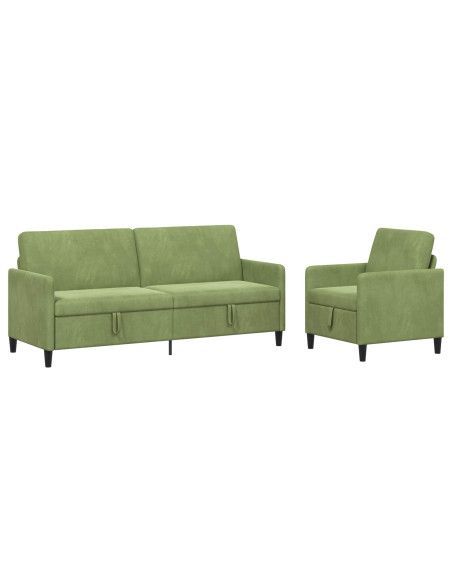 Set di Divani con Storage 2 pz Verde chiaro Poliestere