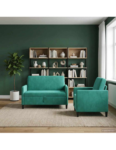 Set di Divani con Storage 2 pz Turchese Poliestere