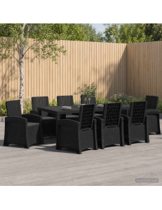 Set da Pranzo per Giardino 9 pz Antracite PP