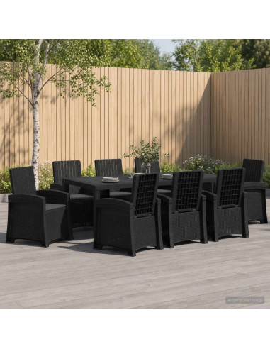 Set da Pranzo per Giardino 9 pz Antracite PP