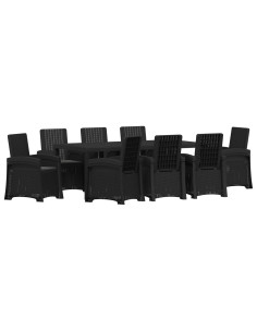 Set da Pranzo per Giardino 9 pz Antracite PP 2