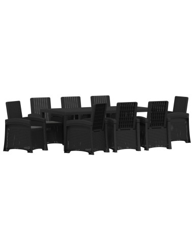 Set da Pranzo per Giardino 9 pz Antracite PP