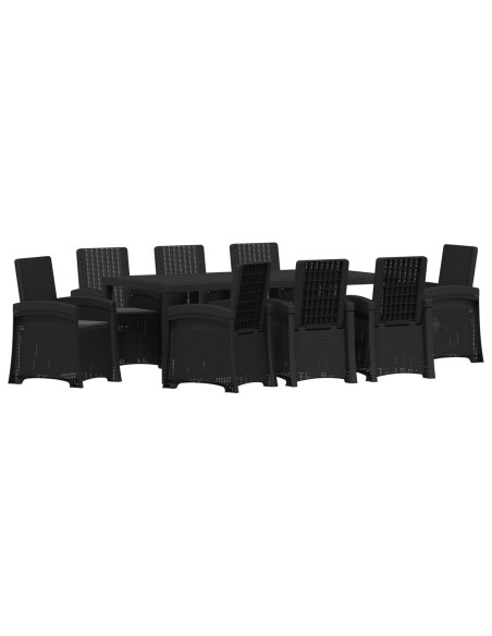 Set da Pranzo per Giardino 9 pz Antracite PP
