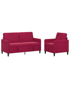 Set di Divani con Storage 2 pz Rosso Vino Poliestere 2