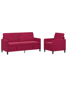 Set di Divani con Storage 2 pz Rosso Vino Poliestere 2
