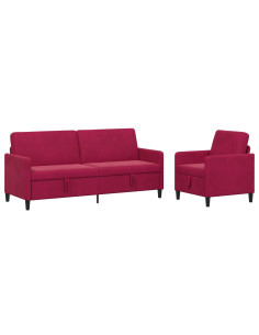 Set di Divani con Storage 2 pz Rosso Vino Poliestere 2