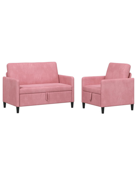 Set di Divani con Storage 2 pz Rosa Poliestere
