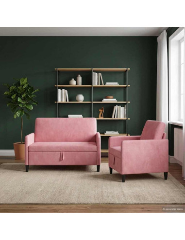 Set di Divani con Storage 2 pz Rosa Poliestere