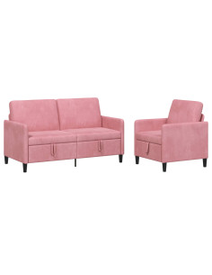 Set di Divani con Storage 2 pz Rosa Poliestere 2
