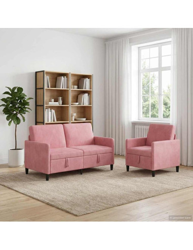 Set di Divani con Storage 2 pz Rosa Poliestere