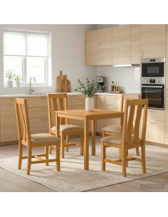 Set da pranzo 5 pz Beige Legno di Quercia Massello