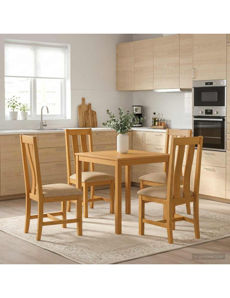 Set da pranzo 5 pz Beige Legno di Quercia Massello