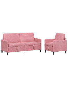 Set di Divani con Storage 2 pz Rosa Poliestere 2