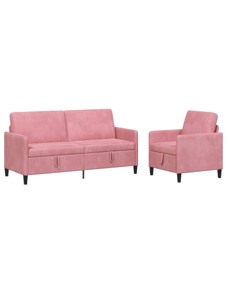 Set di Divani con Storage 2 pz Rosa Poliestere