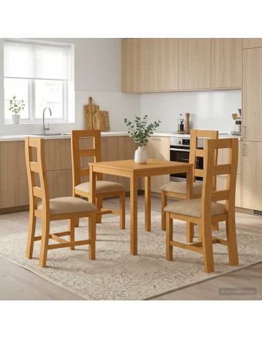 Set da pranzo 5 pz Beige Legno di Quercia Massello
