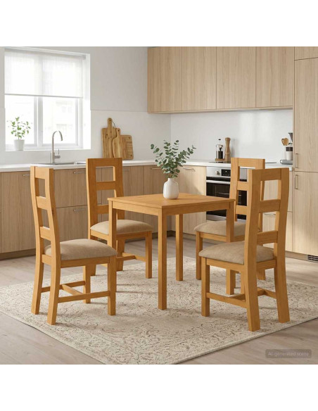 Set da pranzo 5 pz Beige Legno di Quercia Massello