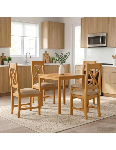 Set da pranzo 5 pz Beige Legno di Quercia Massello