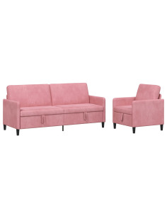 Set di Divani con Storage 2 pz Rosa Poliestere 2