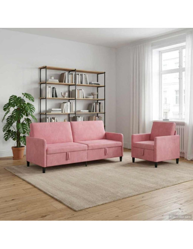 Set di Divani con Storage 2 pz Rosa Poliestere