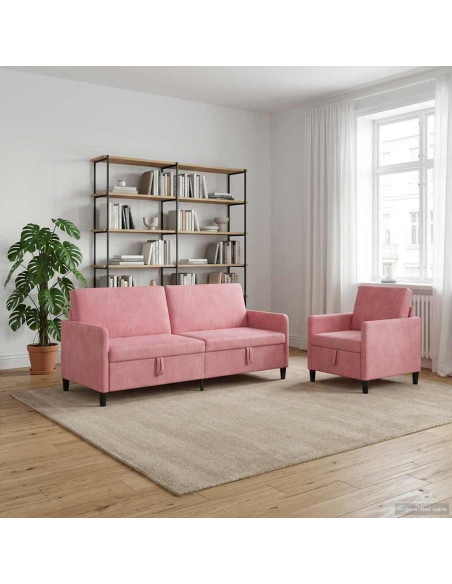 Set di Divani con Storage 2 pz Rosa Poliestere