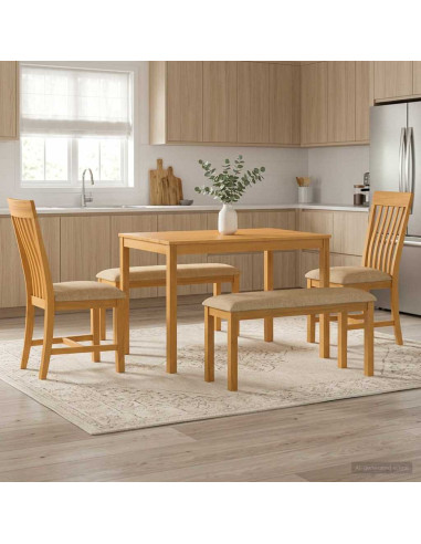 Set da pranzo 5 pz Beige Legno di Quercia Massello