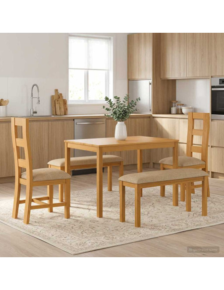 Set da pranzo 5 pz Beige Legno di Quercia Massello