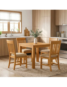 Set da pranzo 5 pz Beige Legno di Quercia Massello