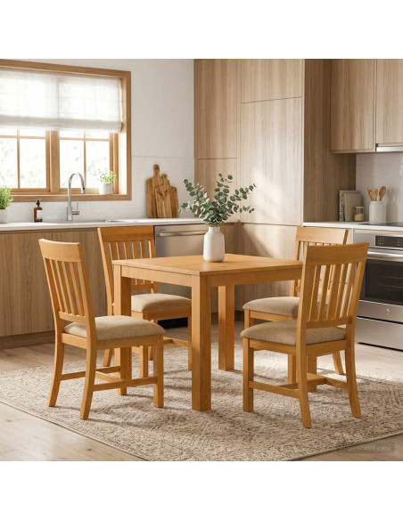 Set da pranzo 5 pz Beige Legno di Quercia Massello