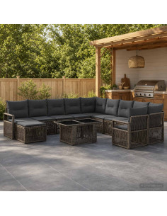 Set Divano da Giardino 12 pz Grigio e Grigio Scuro polyrattan