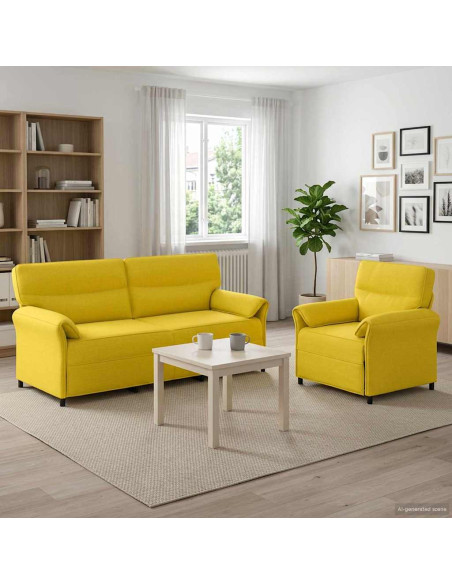 Set di divani 2 pz Giallo Chiaro Tessuto
