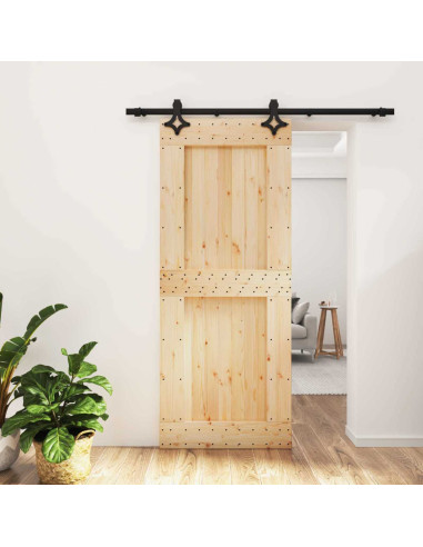 Porta scorrevole Naturale e Nero 85 x 210 cm
