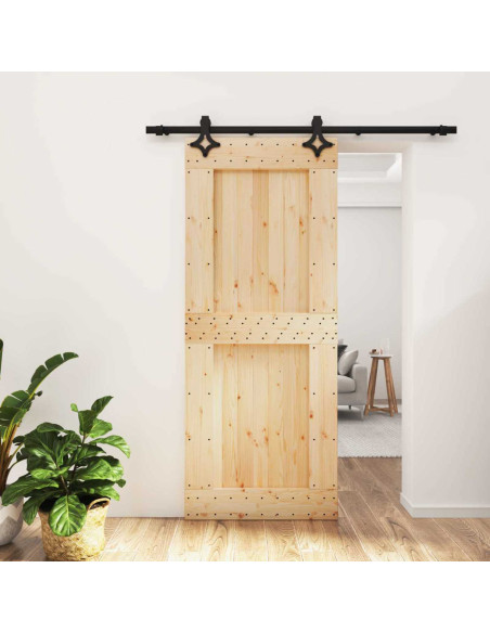 Porta scorrevole Naturale e Nero 85 x 210 cm
