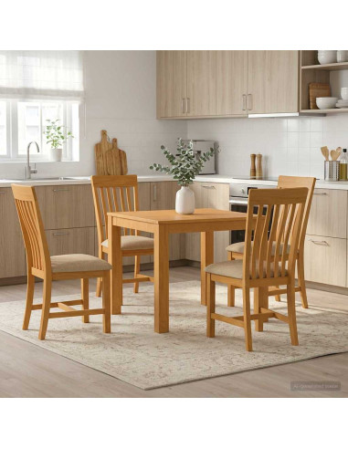 Set da pranzo 5 pz Beige Legno di Quercia Massello