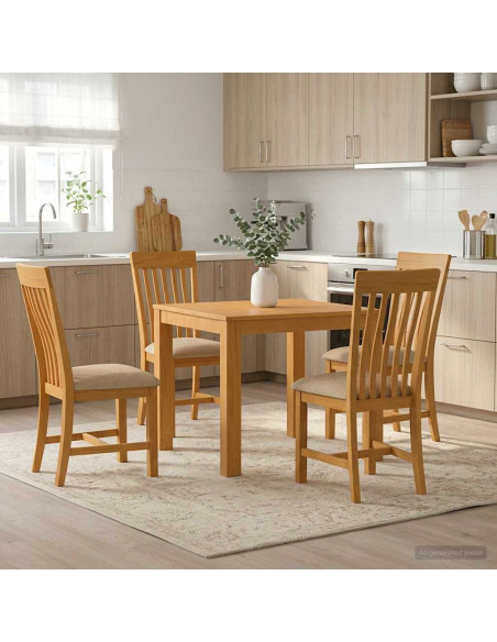 Set da pranzo 5 pz Beige Legno di Quercia Massello