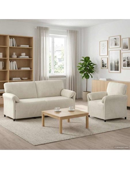 Set di divani 2 pz Crema Velluto